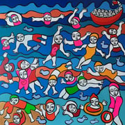 2025 les nageurs toile 80 x 80 cm 3 