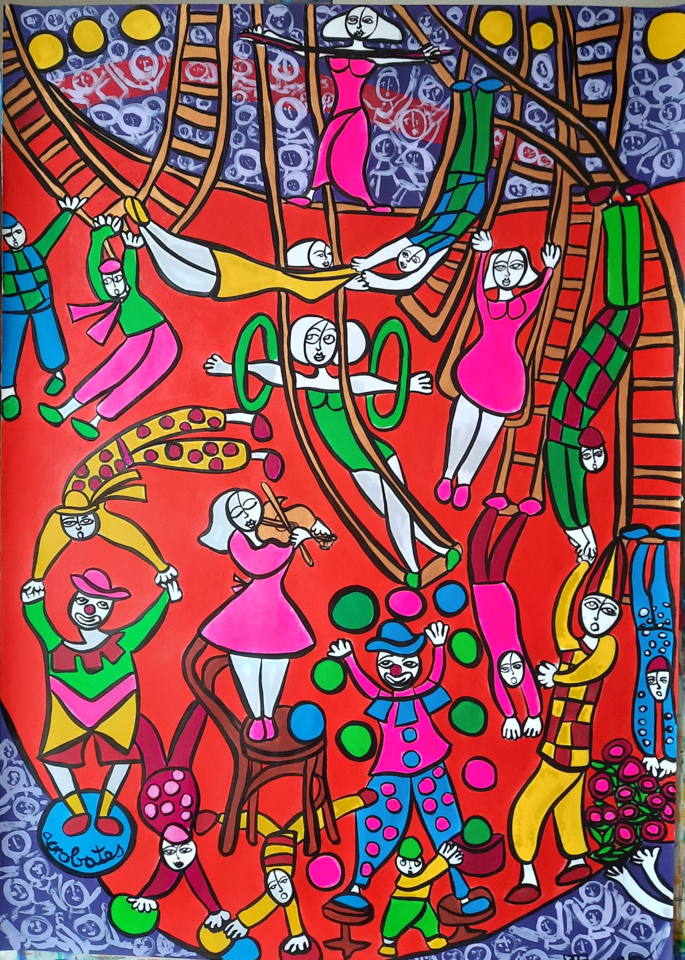 3. Cirque  papier 50 x 70 cm  peintures 11